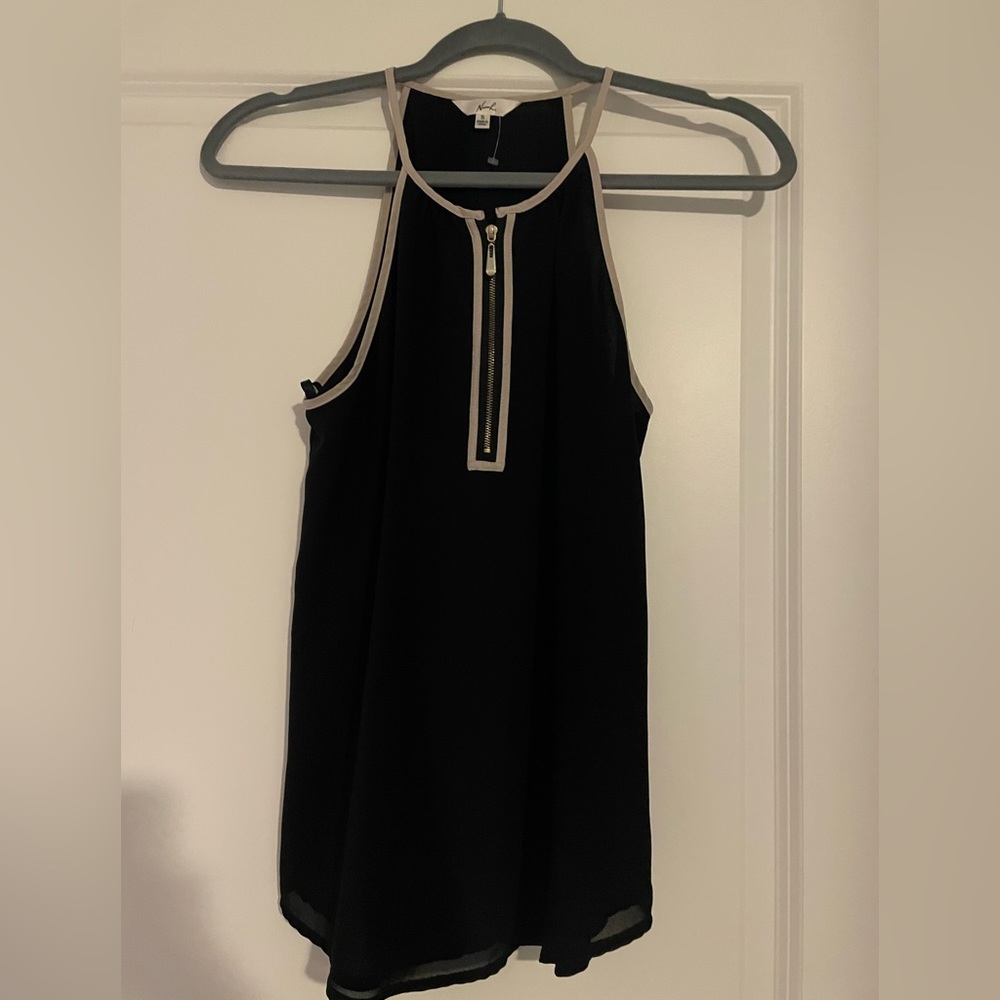 Black High Neck Tank with Zipper